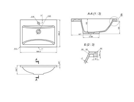 Раковина из искусственного камня Uperwood Self 4538341000 60х50 полувстраиваемая цвет белый