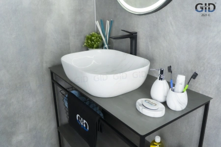 Раковина керамическая Gid Geométrico 53322 50х40 накладная цвет многоцветный без отверстий под смеситель