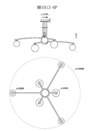 Люстра потолочная Myfar STACY (СТАЦЫ) MR1013-6P
