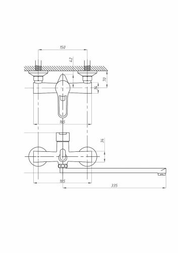 Смеситель для ванны и душа FAUZT FZs-240-B100 настенный хром - фото 4