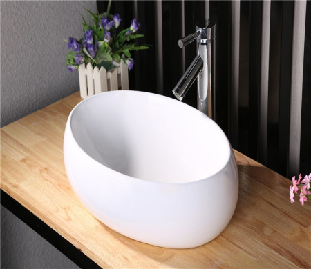 Раковина из санфаянса CeramaLux 9030B 48х34 накладная цвет белый