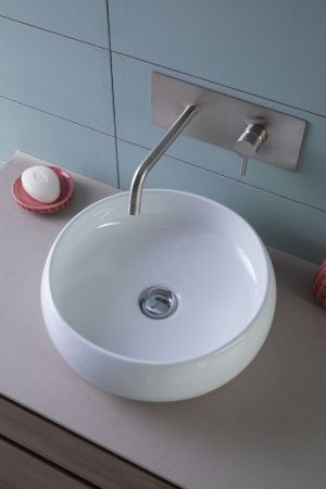 Раковина керамическая Aquanet Round ROUND-1 40х40 накладная цвет белый без отверстий под смеситель