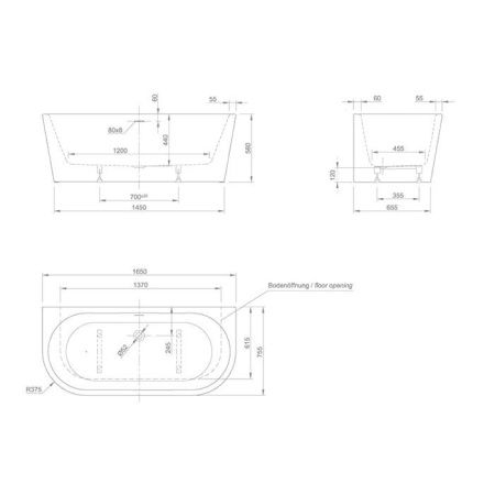 Ванна акриловая Knief Wall 0100-255-L 165х75 встраиваемая прямоугольная