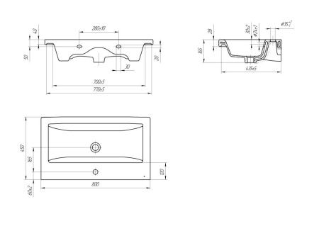 Раковина из сантехнического фарфора Onika Como UM-COM80/1 80х50 накладная цвет белый 1 отверстие под смеситель