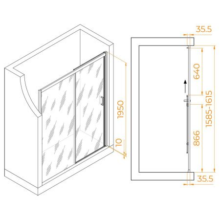 Душевая дверь RGW Passage 350801716-14 160х195 стекло прозрачное профиль черный