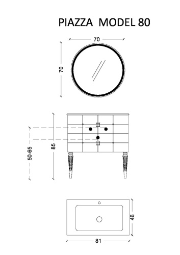 Тумба под раковину Armadi Art Vallessi Avantgarde 841-080-BG 80х46х48 напольная цвет черный - фото 2