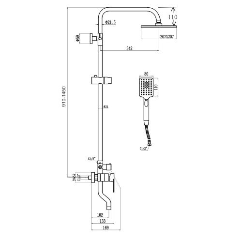 Душевая стойка Savol S-602242 настенная цвет хром - фото 3