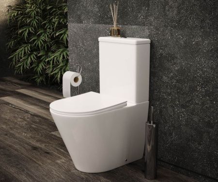 Унитаз напольный с бачком Ceramica Nova HIGHLIGHT CN1802 белый с сиденьем микролифт безободковый душевой смыв