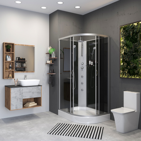 Душевая кабина Niagara Classic 35121433LBKTG 120х80 асимметричная без крыши ориентация левая