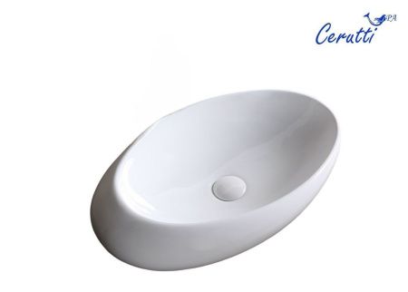 Раковина из сантехнического фарфора Cerutti SPA CR0058C 70х50 накладная цвет белый без отверстий под смеситель