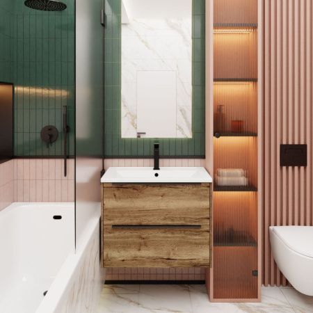 Тумба с раковиной La Fenice TESORO NFNC-01-TES-DGT-80-2-3-80 80х50 подвесная цвет коричневый