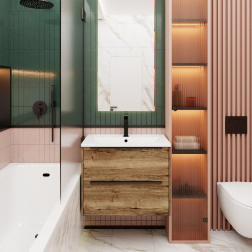 Тумба с раковиной La Fenice TESORO NFNC-01-TES-DGT-100-2-3-100 101х63х47 подвесная цвет шоколадный - фото 3