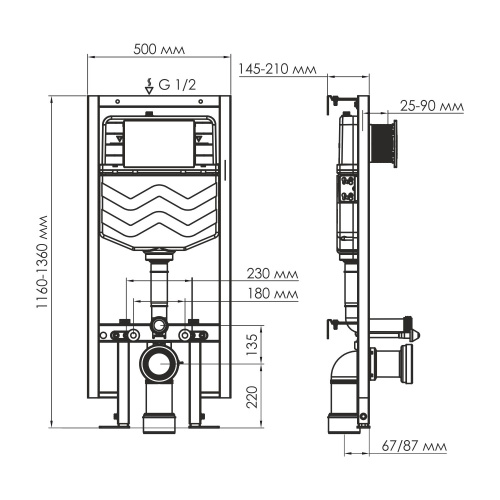 Инсталляция для унитаза WasserKRAFT Vils 56TLT.010.ME.PB02 - фото 2