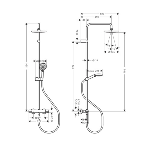 Душевая стойка Hansgrohe Vernis Blend 26276670 настенная цвет черный с термостатом - фото 2