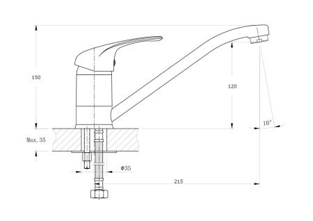 Смеситель для кухни Rush Corsica CO4240-28 на мойку хром