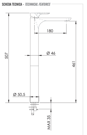 Смеситель для раковины Remer Infinity I10LXXL на столешницу хром