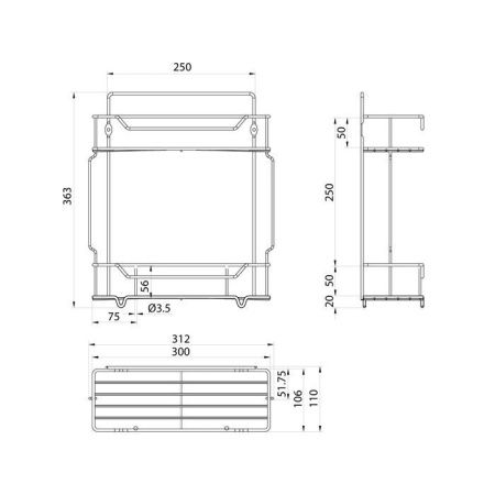 Полка в ванную комнату Milardo Grid GRICS2CM44