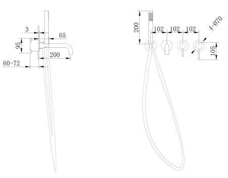 Смеситель для ванны и душа Abber Wasser Kreis AF8130 встраиваемый в стену хром