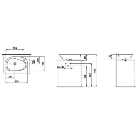 Раковина керамическая Laufen Palomba 8.1680.3.400.104.1 60 см накладная цвет белый 1 отверстие под смеситель