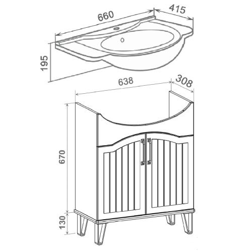 Тумба под раковину Runo Марсель 00-00001217 60х30 напольная цвет зеленый - фото 4