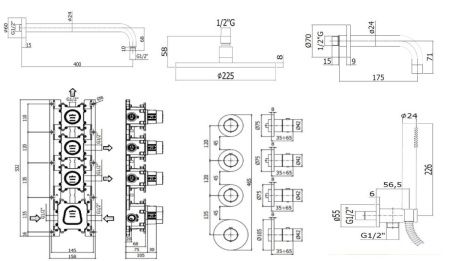 Душевая система Paffoni Modular Box KITMB019HG139 встраиваемая в стену