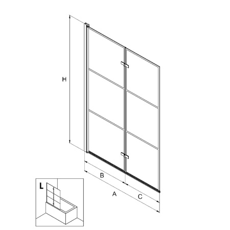 Душевая шторка на ванну New Trendy SUPERIA Black P-0054 100х150 стекло прозрачное профиль черный ориентация левая