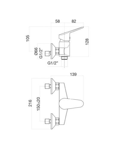Смеситель для ванны и душа Fiore 86CR6511 настенный хром - фото 3