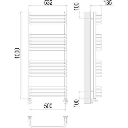 Полотенцесушитель водяной Terminus 4670078529800 55х100 хром