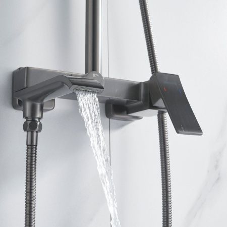 Душевая стойка Shevanik S4036T настенная цвет оружейная сталь