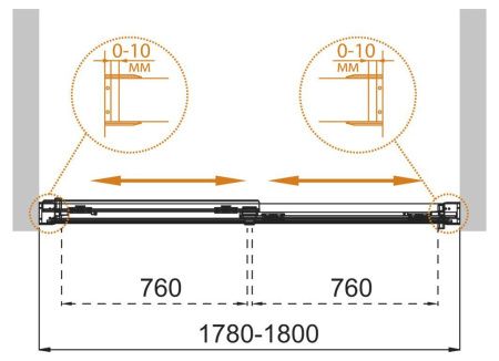 Душевая шторка на ванну Cezares TANDEM-SOFT TANDEM-SOFT-VF-2-180/145-C-BORO-IV 180х145 стекло прозрачное профиль золото ориентация универсальная