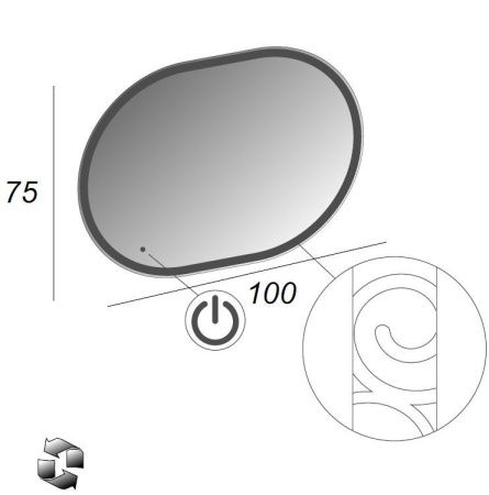 Зеркало с подсветкой Cezares 44997 100х80 подвесное