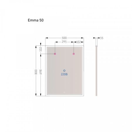 Зеркало с подсветкой Alavann Emma ALV0062001 50х80 подвесное