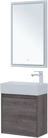 Комплект мебели: тумба с раковиной + зеркало Aquanet Nova Lite 00302529 50х30 подвесной цвет коричневый