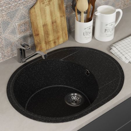 Кухонная мойка Uperwood ECON UPD-107 4910201246 60х45 цвет черный поверхность матовая