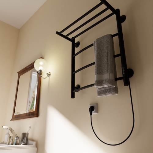 Полотенцесушитель Маргроид Вид 4 04-6050-1051-9005R 53х60 электрический черный матовый - фото 3