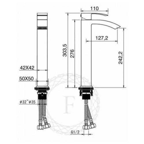 Смеситель для раковины Filarete Waterfall FL6010NK на столешницу никель - фото 3