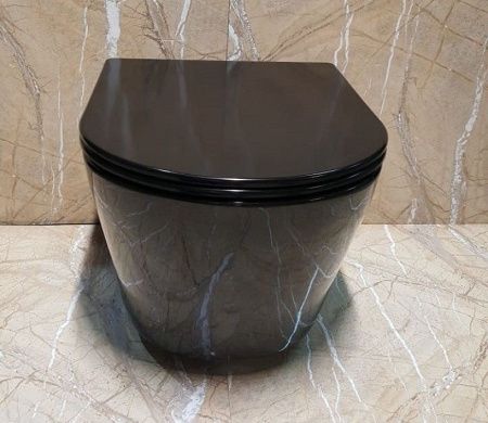 Унитаз подвесной CeramaLux 5178-18 черный с сиденьем микролифт безободковый каскадный смыв