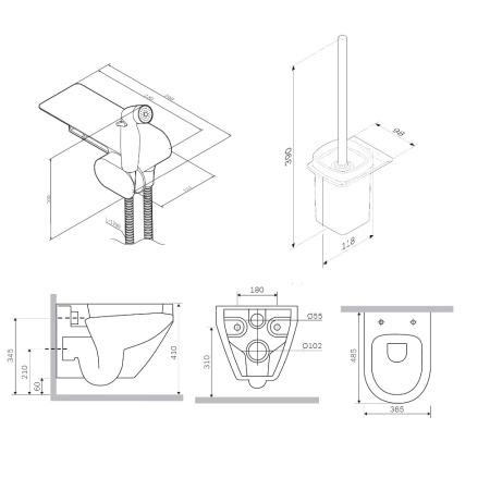 Унитаз подвесной Am.Pm Spirit V2.0 CK70H1103B черный матовый с сиденьем микролифт безободковый каскадный смыв