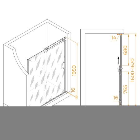 Душевая дверь RGW Tornado 02071416-11 160х195 стекло прозрачное профиль хром