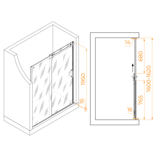 Душевая дверь RGW Tornado 02071416-11 160х195 стекло прозрачное профиль хром глянцевый - фото 2