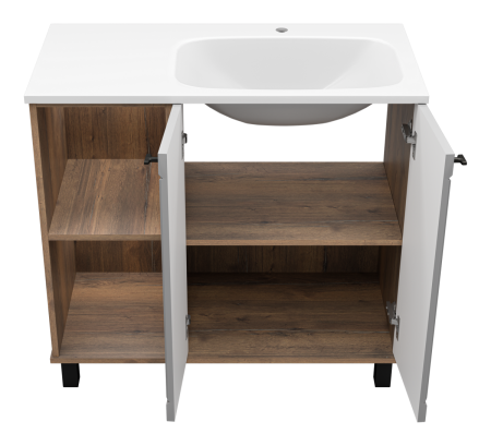 Тумба под раковину Brevita Lumus LUM-06090-0842ЯP 90х40 напольная цвет серый/коричневый