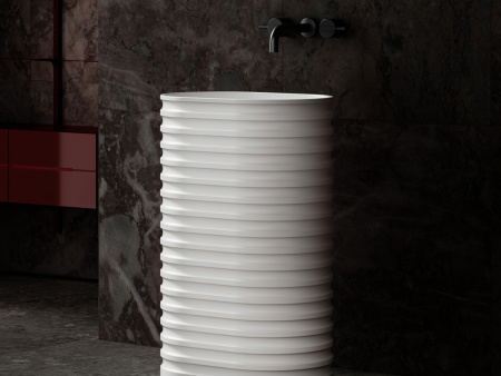 Раковина из искусственного камня Abber STEIN AS2550 58х38 напольная цвет белый матовый без отверстий под смеситель