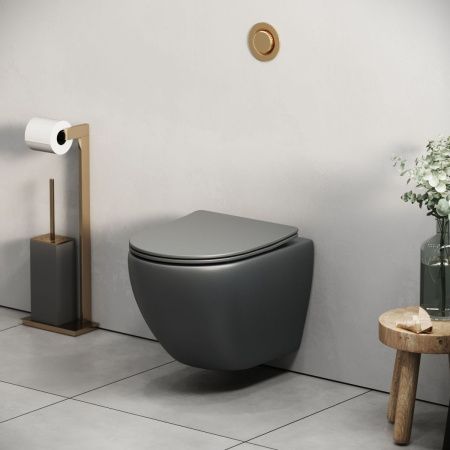 Унитаз подвесной Grossman Торнадо GR-4455GMSQ серый с сиденьем микролифт безободковый смыв торнадо