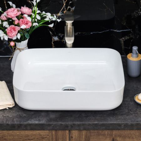 Раковина из сантехнического фарфора Melana 78109-805 50х40 накладная цвет белый без отверстий под смеситель