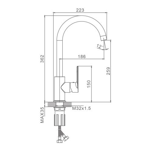 Смеситель для кухни Splenka S05 S05.40.06 на мойку черный - фото 3