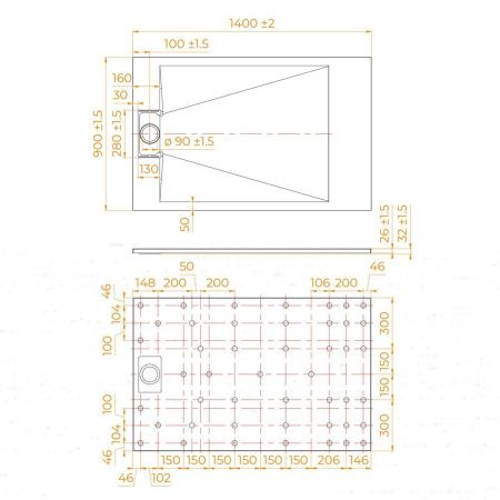 Душевой поддон из стеклопластика RGW SMC 553702914-01 140х90 белый