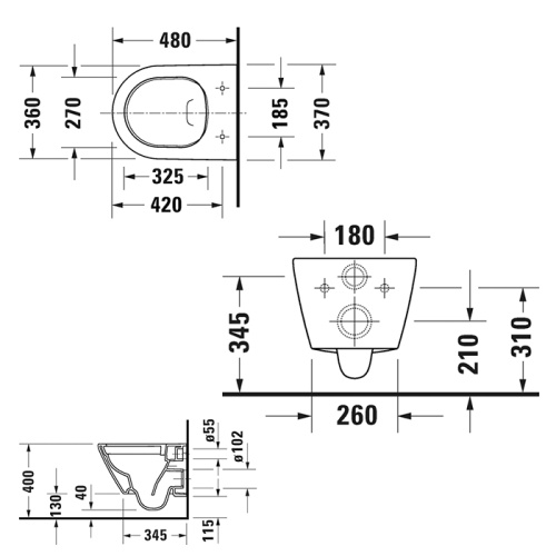 Унитаз подвесной Duravit D-Neo 45870900A1 (2587090000+0021690000) белый с сиденьем микролифт безободковый каскадный смыв - фото 2