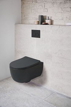 Унитаз подвесной Vincea Evo VT1-34SMB черный с сиденьем микролифт безободковый душевой смыв