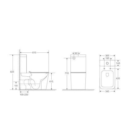 Унитаз напольный с бачком Grossman Торнадо GR-4418BMSQ черный с сиденьем микролифт безободковый смыв торнадо