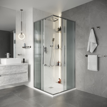 Душевой уголок Niagara Nova NG-4623-34 90х90 стекло рифленое профиль хром глянцевый без поддона